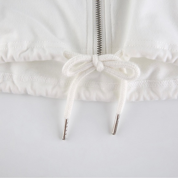 White Cropped Hoodie - Picture 5 of 7